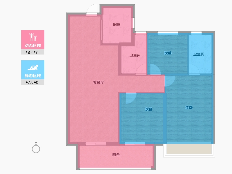 河南省-郑州市-东原阅城-89.60-户型库-动静分区