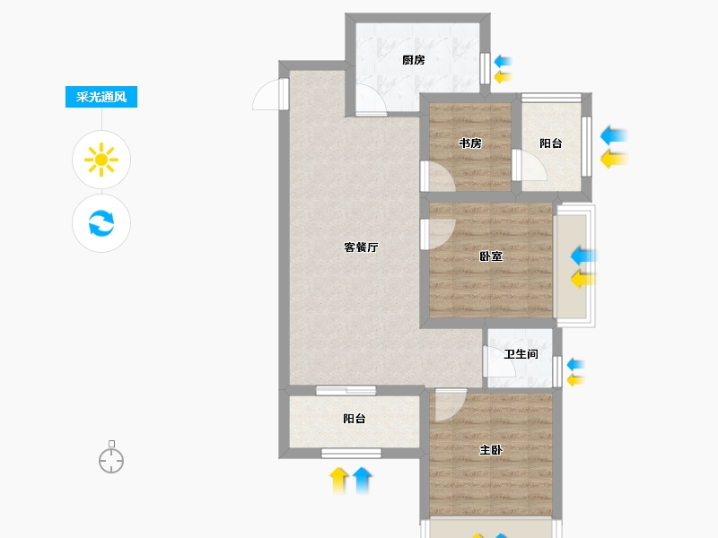 河南省-郑州市-万华城-70.40-户型库-采光通风