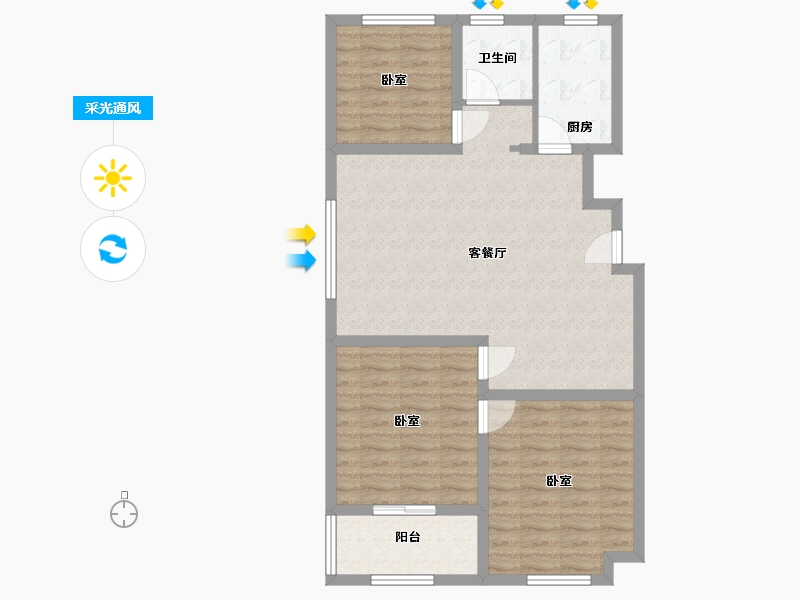 山东省-潍坊市-鲁鸿泰华·兰亭序-85.00-户型库-采光通风