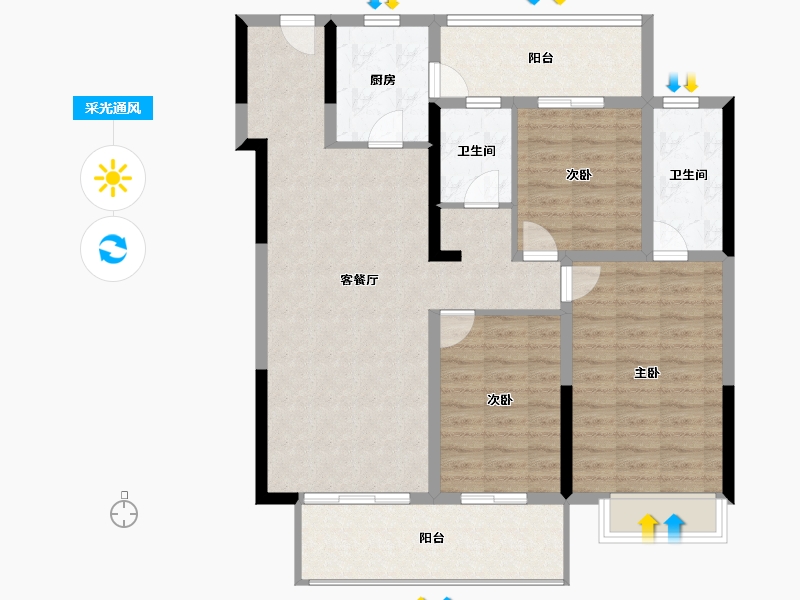 河南省-郑州市-星联·花溪府-104.00-户型库-采光通风