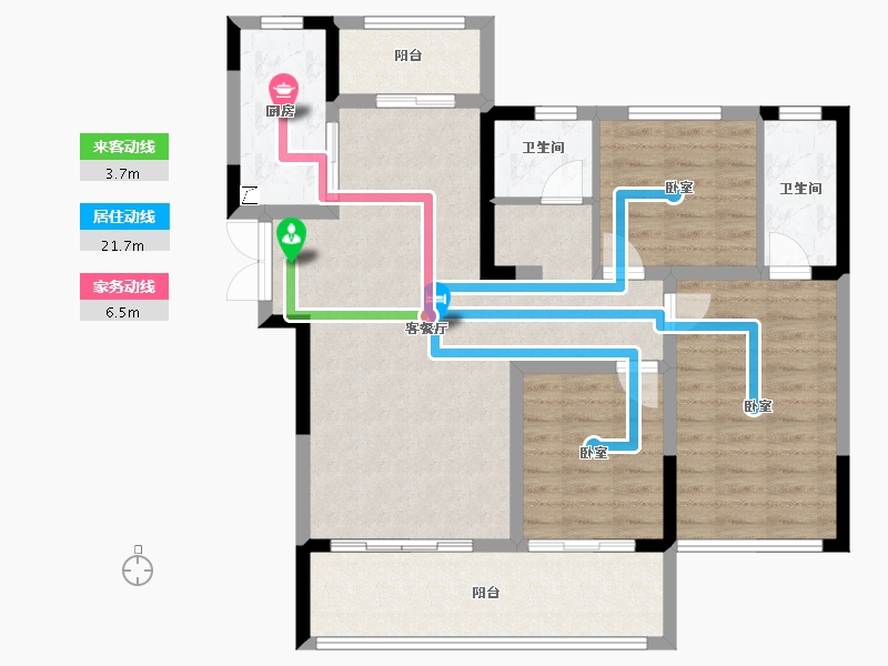 河南省-郑州市-兴港永威南樾-95.77-户型库-动静线