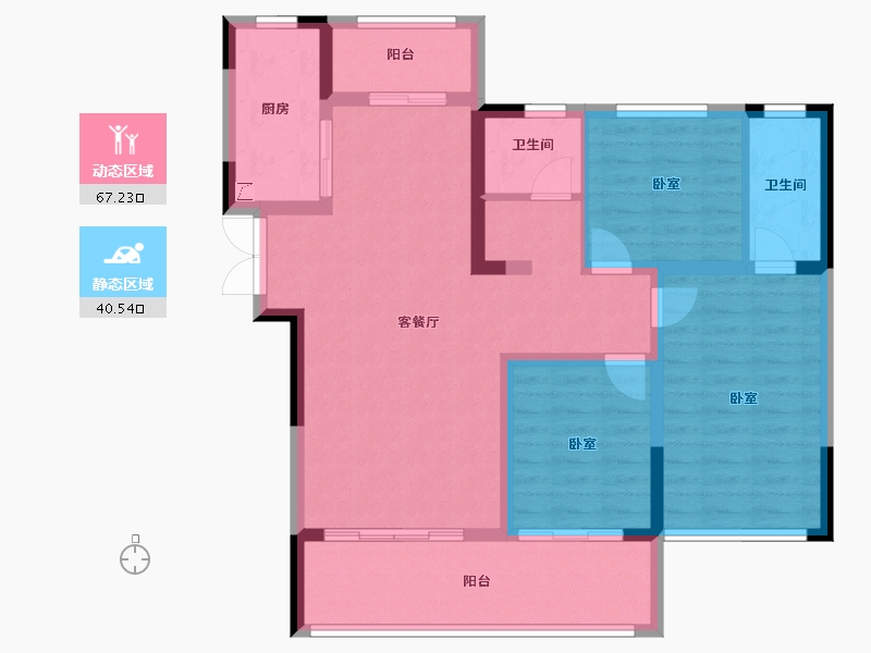 河南省-郑州市-兴港永威南樾-95.77-户型库-动静分区