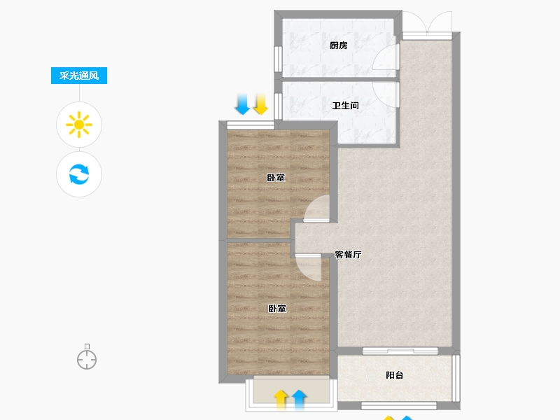 河南省-郑州市-申泰中原印象-64.80-户型库-采光通风