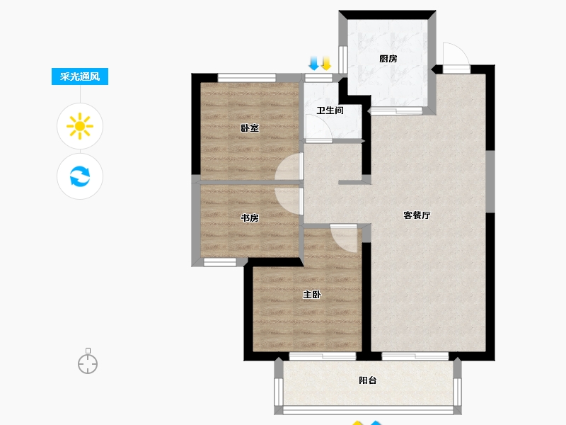 河南省-郑州市-融侨悦城-71.38-户型库-采光通风