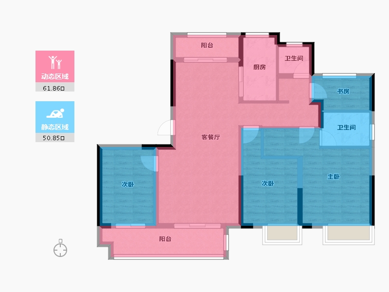 浙江省-金华市-中梁华董壹号院-109.80-户型库-动静分区