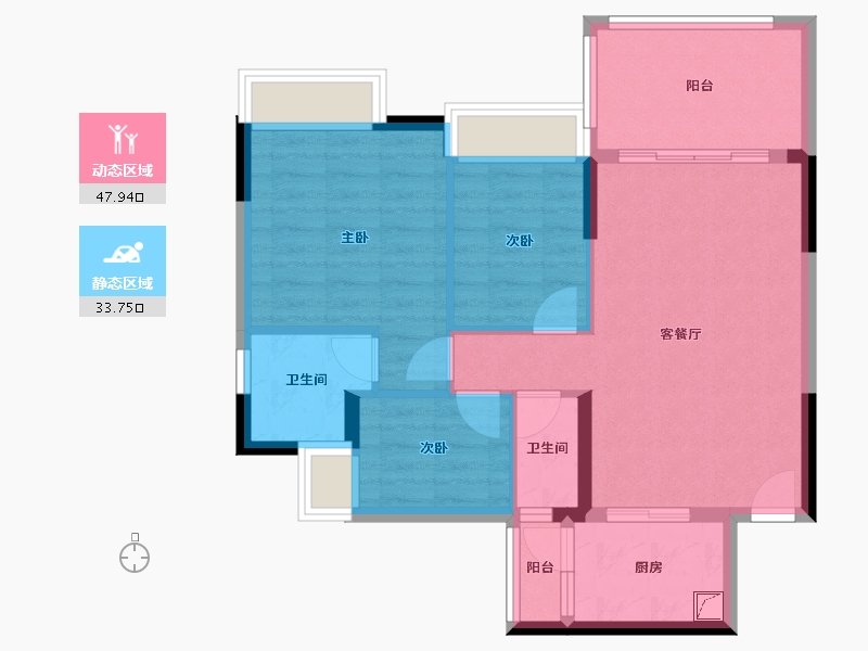 广东省-清远市-东瀚云尚四季-75.45-户型库-动静分区