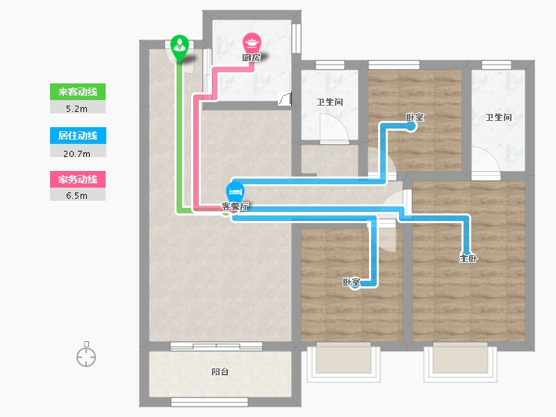 陕西省-安康市-天一城市广场二期街区-105.00-户型库-动静线