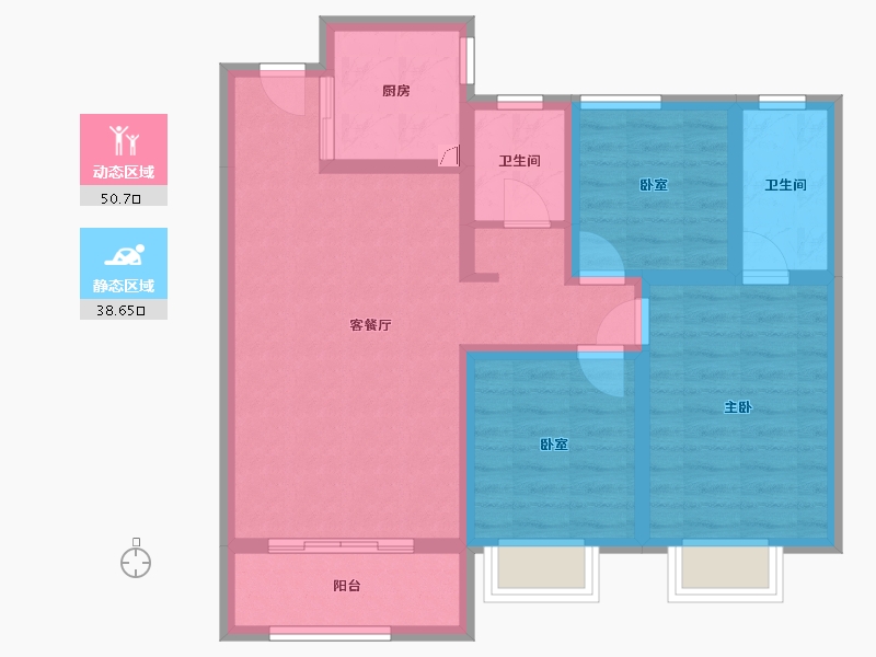 陕西省-安康市-天一城市广场二期街区-105.00-户型库-动静分区