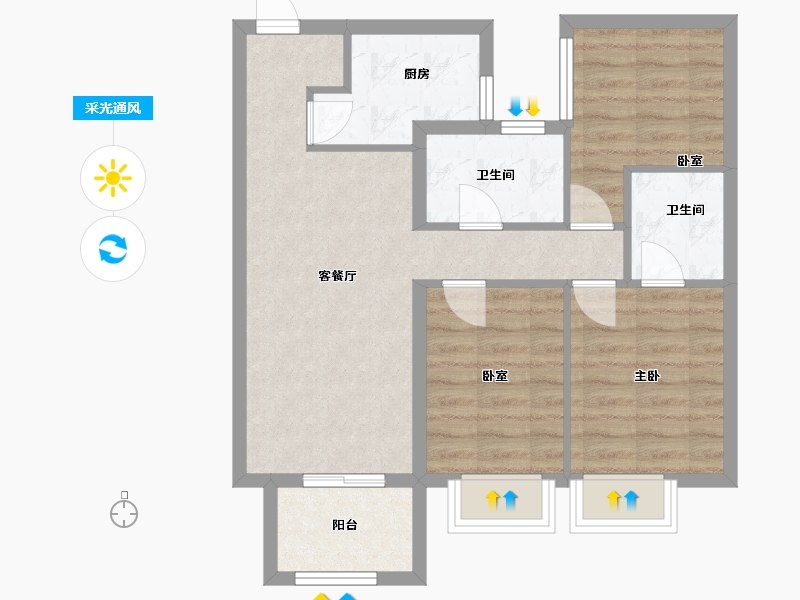 福建省-福州市-融信双杭城朗庭-78.00-户型库-采光通风