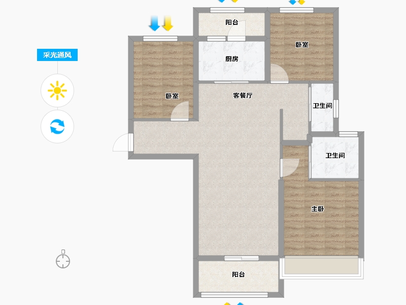 河南省-郑州市-万华城-96.00-户型库-采光通风