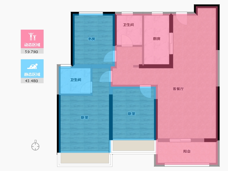 河南省-郑州市-瀚宇天悦城-91.80-户型库-动静分区