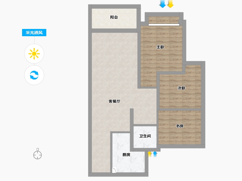 安徽省-合肥市-中铁四局机关大院-76.83-户型库-采光通风