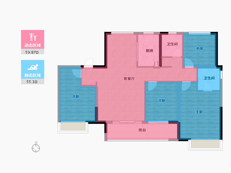 河南省-郑州市-郑州华侨城-103.40-户型库-动静分区