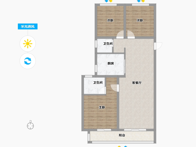 河南省-郑州市-绿都·九州雅叙-94.40-户型库-采光通风