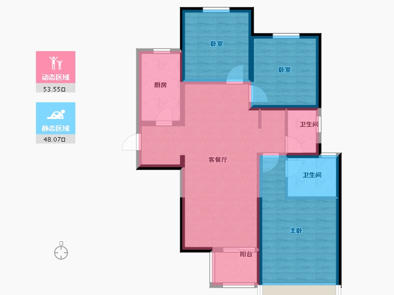 河南省-郑州市-瀚宇天悦城-90.40-户型库-动静分区