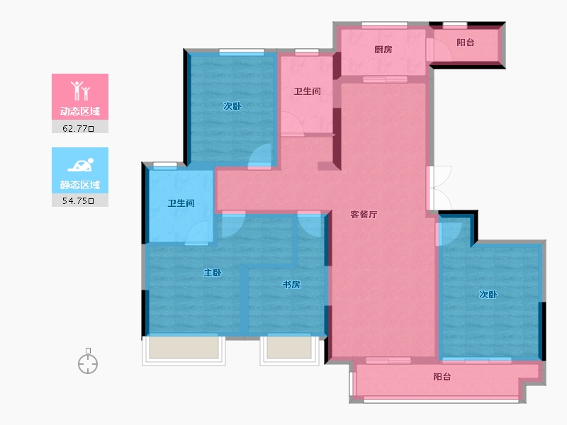 河南省-郑州市-正庄恒熙东苑-103.93-户型库-动静分区