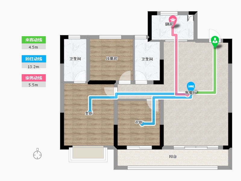 河北省-邯郸市-泽信公馆-105.00-户型库-动静线