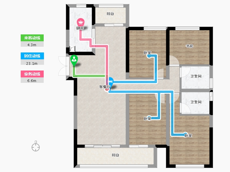 河南省-郑州市-兴港永威南樾-109.11-户型库-动静线