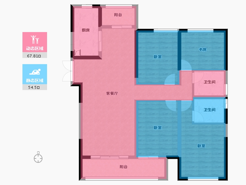 河南省-郑州市-兴港永威南樾-109.11-户型库-动静分区