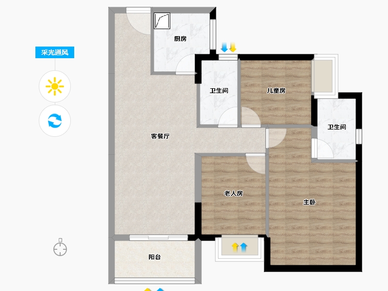 广东省-深圳市-万樾府住宅-79.39-户型库-采光通风