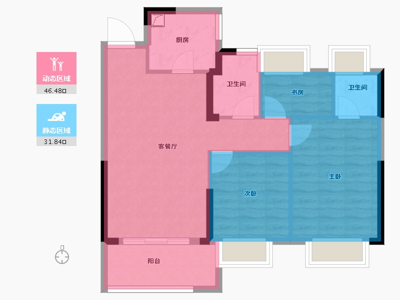 福建省-福州市-南山纵横瀛洲府-70.19-户型库-动静分区