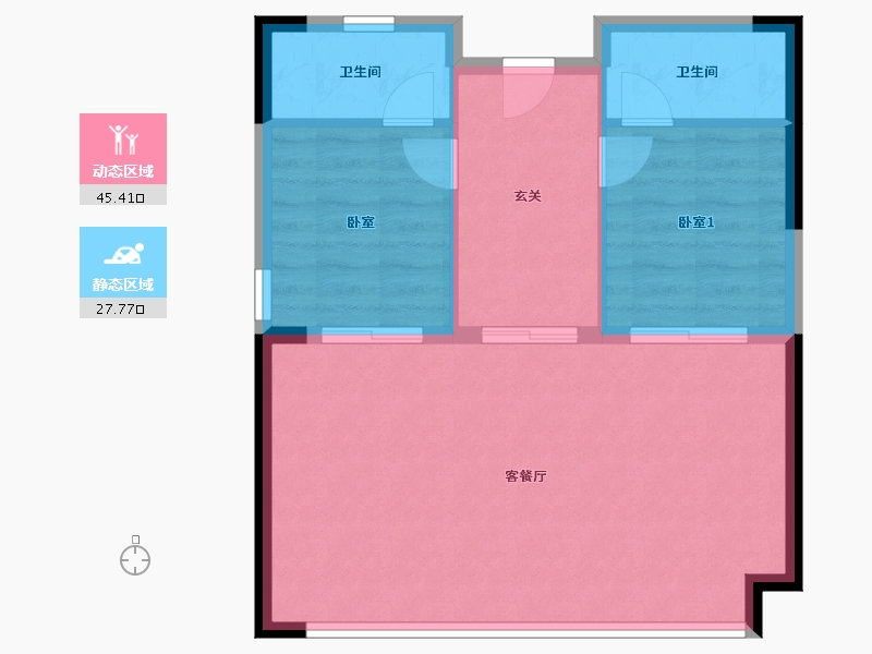 福建省-福州市-万科大樟溪岸-67.20-户型库-动静分区