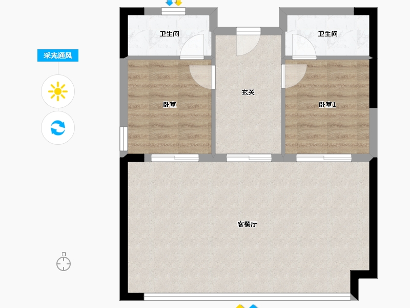 福建省-福州市-万科大樟溪岸-67.20-户型库-采光通风