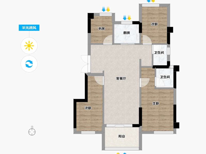 福建省-福州市-远洋天赋-72.05-户型库-采光通风