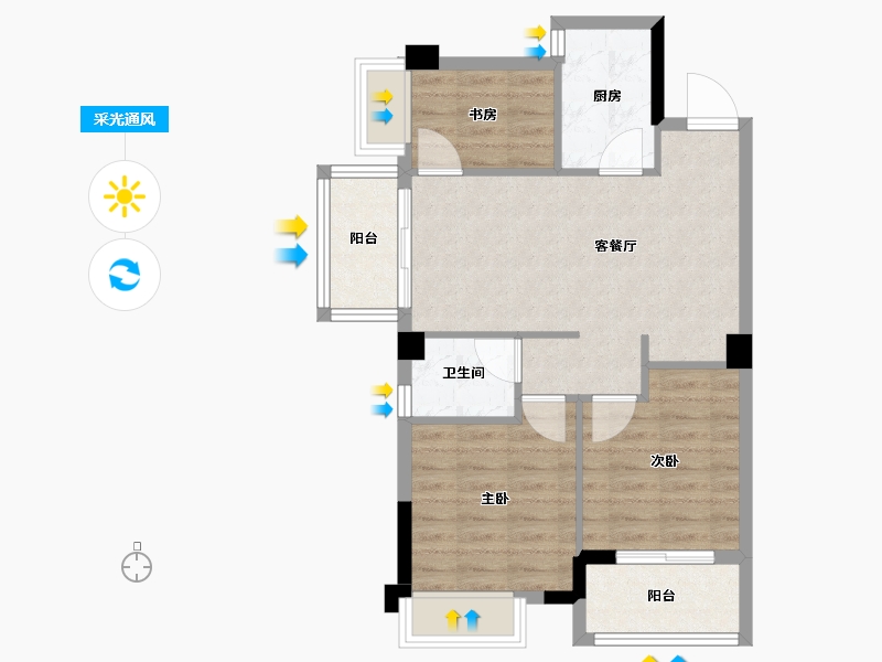 福建省-福州市-建总领筑-65.37-户型库-采光通风