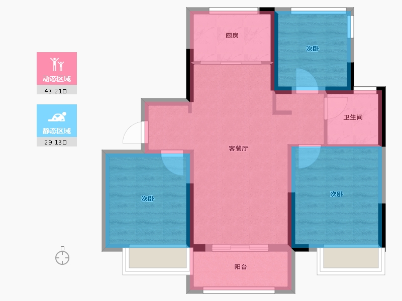 山东省-济南市-龙湖天曜​-64.07-户型库-动静分区