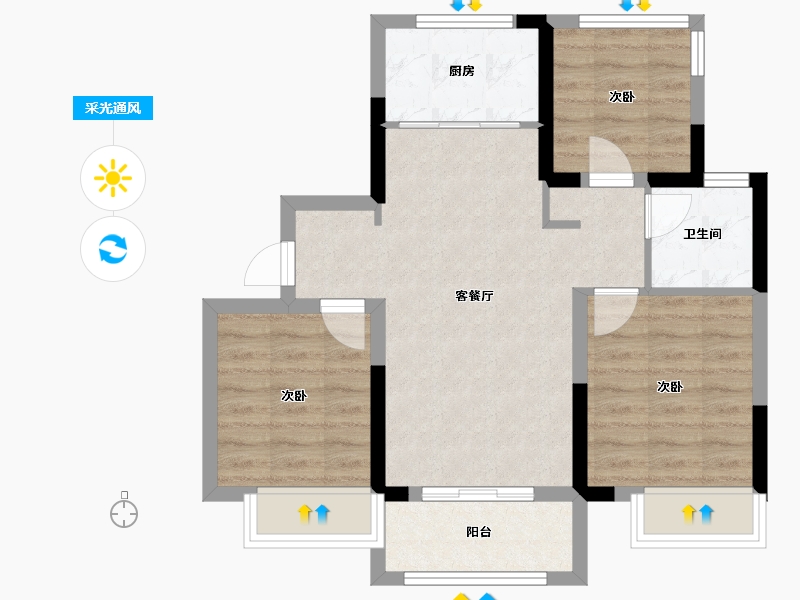 山东省-济南市-龙湖天曜​-64.07-户型库-采光通风