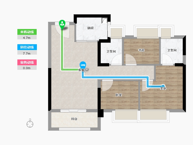 福建省-福州市-龙湖兰园天序-69.38-户型库-动静线