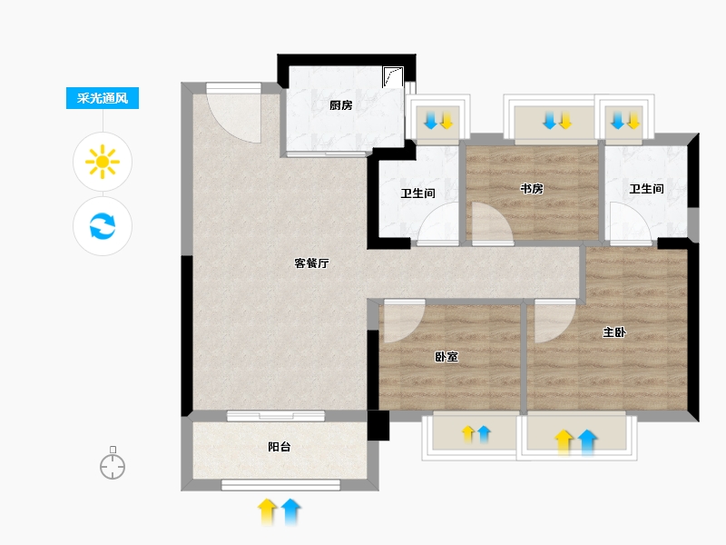 福建省-福州市-龙湖兰园天序-69.38-户型库-采光通风