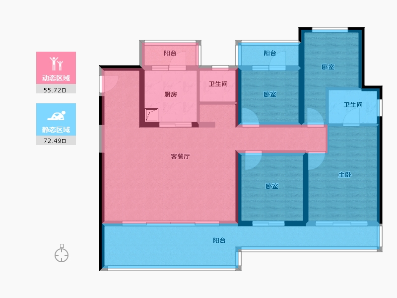 河南省-郑州市-金沙湖高尔夫观邸-113.56-户型库-动静分区