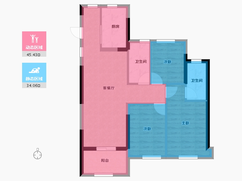 福建省-福州市-国贸润原-70.67-户型库-动静分区