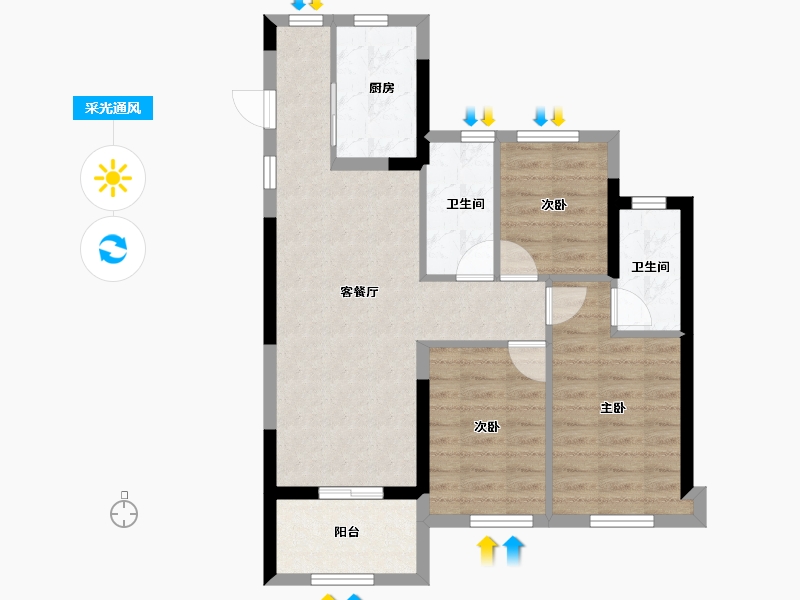 福建省-福州市-国贸润原-70.67-户型库-采光通风