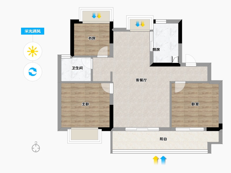 江西省-南昌市-金地未来IN-71.00-户型库-采光通风