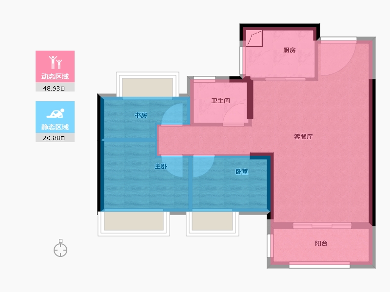 福建省-福州市-龙湖兰园天序-61.98-户型库-动静分区