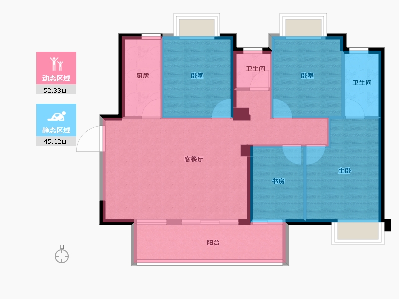 福建省-福州市-福州温泉城-87.66-户型库-动静分区