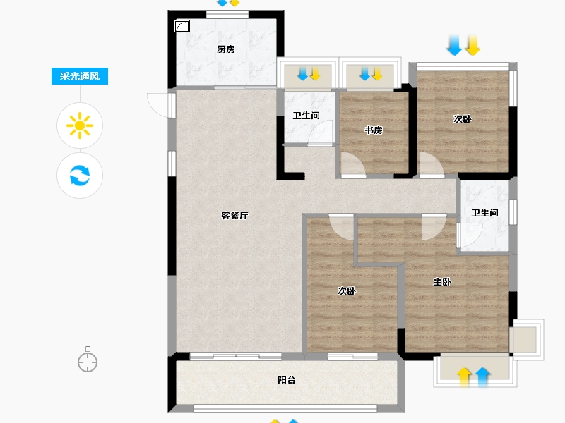 福建省-福州市-鲁能公馆三期-100.01-户型库-采光通风