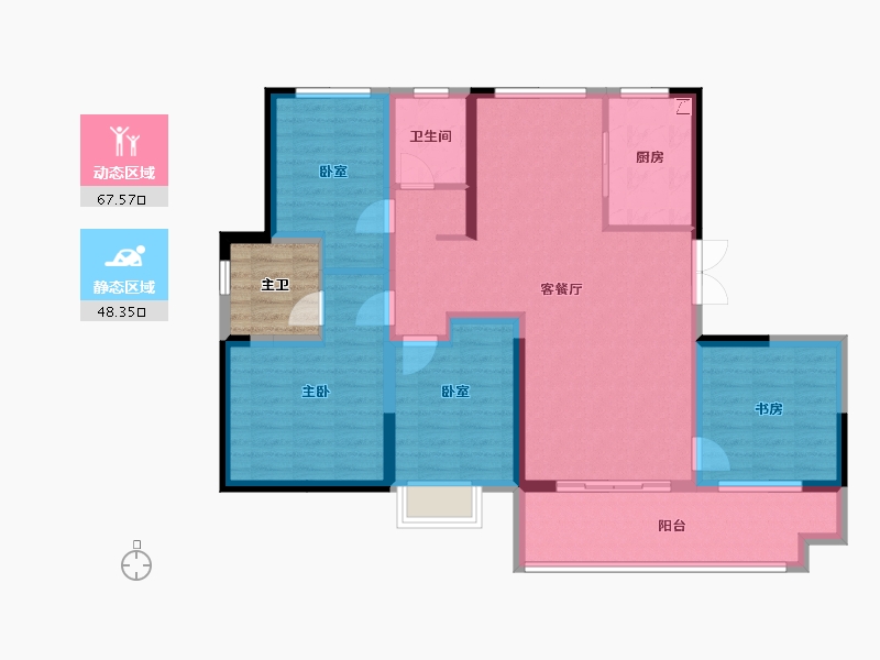 河南省-郑州市-豫发九棠府-107.68-户型库-动静分区