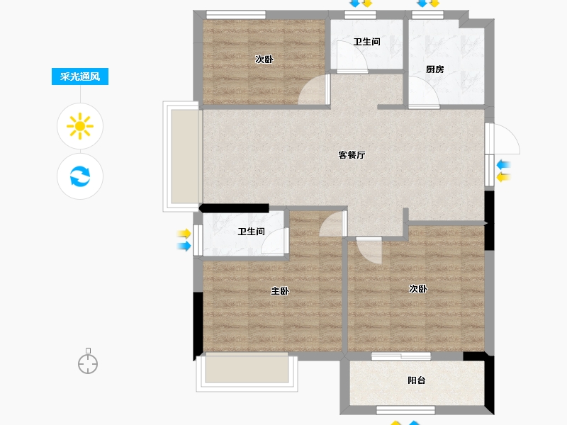 福建省-福州市-三迪雅颂枫丹-71.20-户型库-采光通风