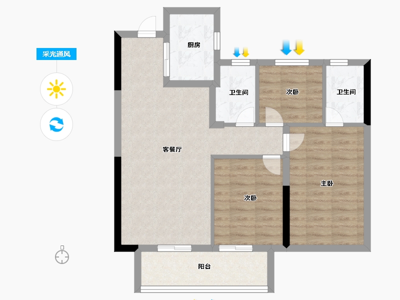 福建省-福州市-保利海丝居艺小镇和光屿湖-71.20-户型库-采光通风