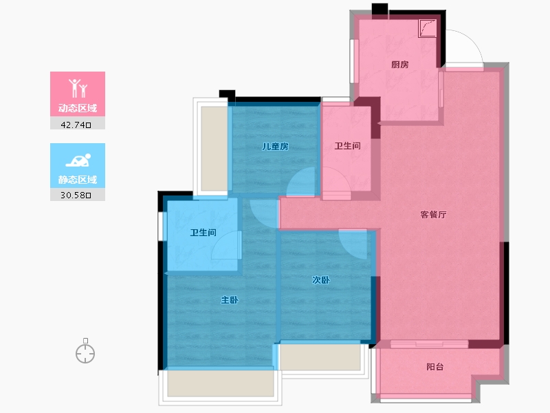 广东省-深圳市-联发天境雅居-64.75-户型库-动静分区