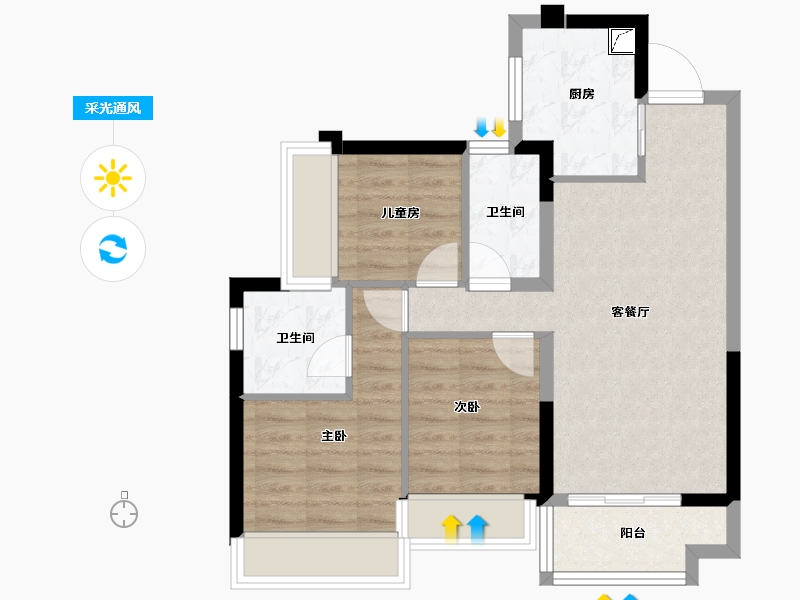 广东省-深圳市-联发天境雅居-64.75-户型库-采光通风