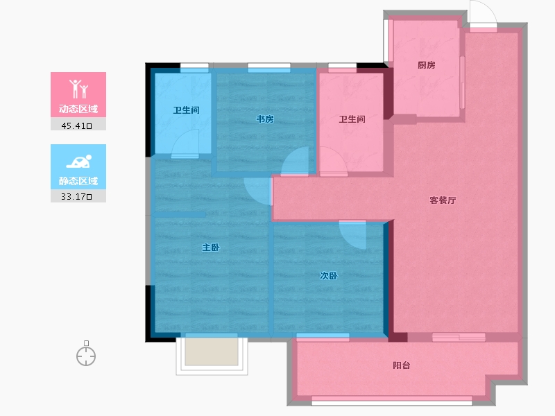 福建省-福州市-中梁百悦城-69.60-户型库-动静分区