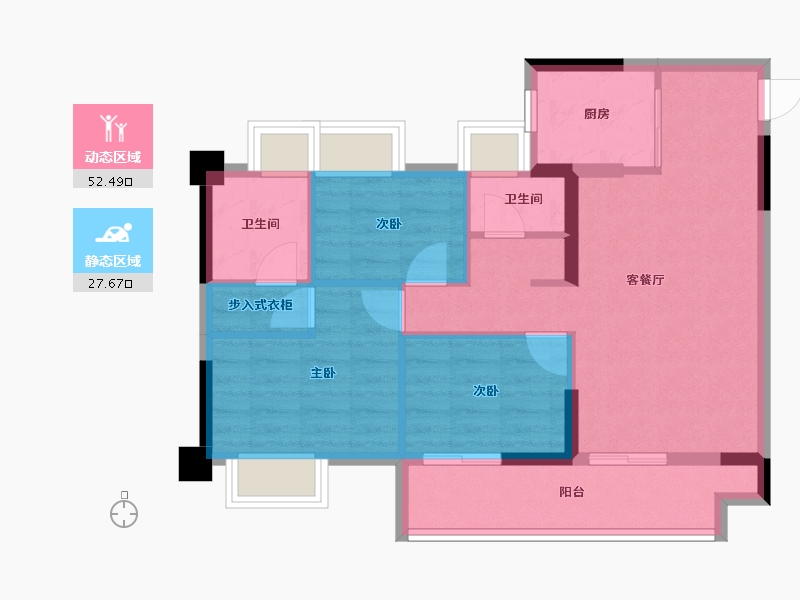 福建省-福州市-坤鸿天玺-71.29-户型库-动静分区