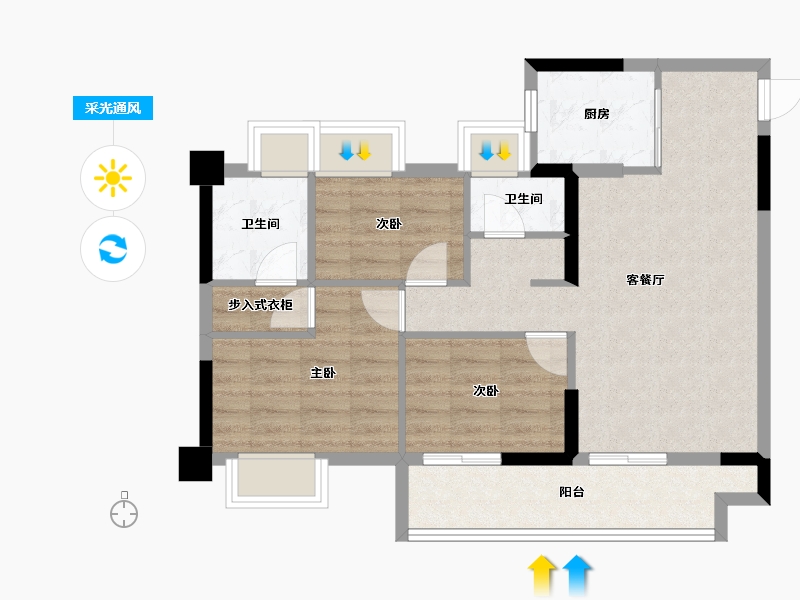 福建省-福州市-坤鸿天玺-71.29-户型库-采光通风