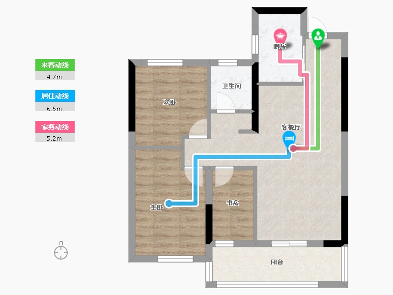 福建省-福州市-懋富云璟府-60.80-户型库-动静线