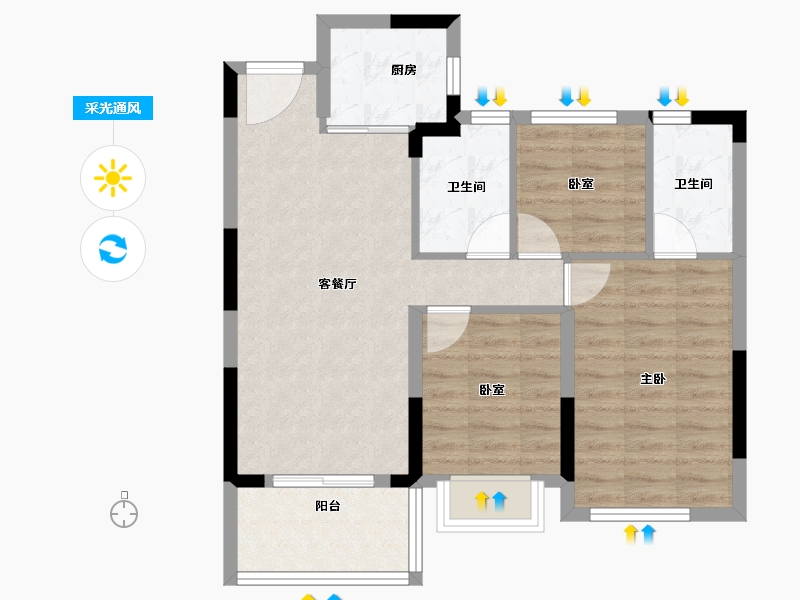 福建省-福州市-融创福州府-71.20-户型库-采光通风